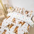 thumbnail image 3 of Homewish Cartoon Golden Retriever Dog Bedding,Paw Bone Print Duvet Cover Full,White,Polkadot Reversible,3-Piece,1 Duvet Cover and 2 Pillowcases, 3 of 6