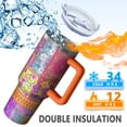 thumbnail image 5 of OBREWU Pioneer Flower Tumbler with Handle and Lid,Pioneer Flower 40oz Double Wall Vacuum Insulated Tumbler,Cups Gift for Women and Men, 5 of 7