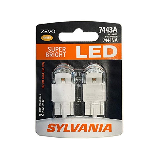 Bombilla para vehículo SYLVANIA 7443 T20 ZEVO LED ámbar, paquete de 2