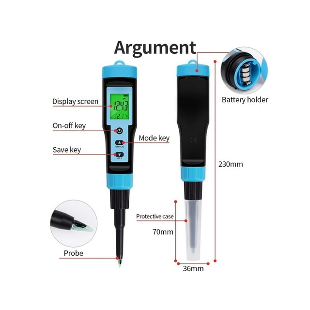 Digital Food PH Meter 0.01 High Accuracy Sensor Temp Acidity Tester 0-14pH Detection Pen for Food Fruit Cheese Meat Canning ,Upgraded Testing Structure