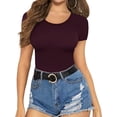 thumbnail image 2 of Xishao Women's Round Neck Short Sleeve T Shirts Basic Bodysuits Xishao ropa, 2 of 2