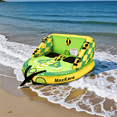 thumbnail image 1 of Towable Tube for Boating with Dual Tow Points, Rapid Inflatable Tube for Waterskiing, 1-2 Riders, Max 450lbs, Anti-Slip EVA Pad, Green, 1 of 7