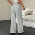 thumbnail image 5 of Womens Palazzo Pants Summer Fashion 2026 High Waisted Wide Leg Drawstring Flowy Beach Trousers with Pockets Light Gray XL, 5 of 6