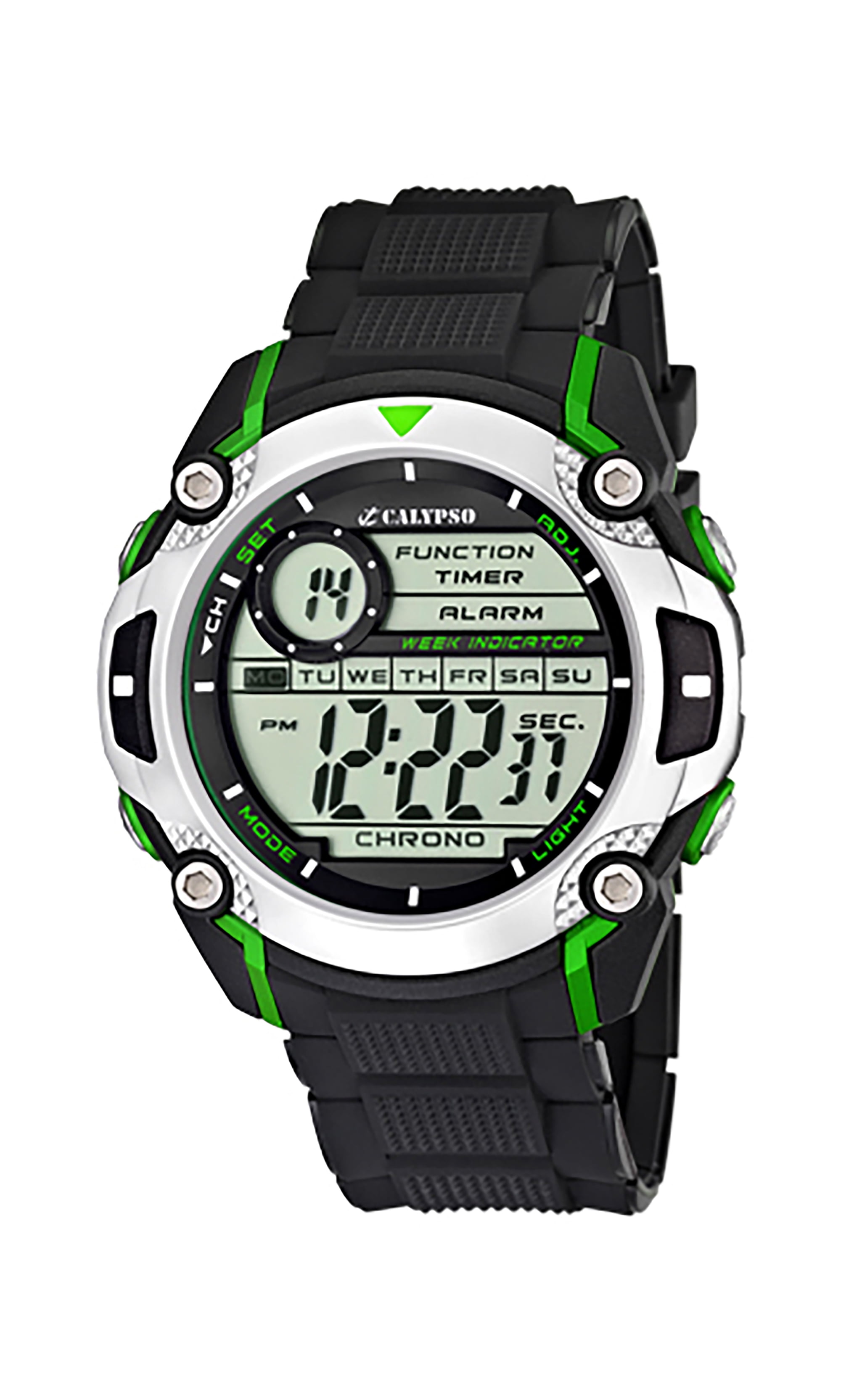 Strap, Calypso Digital Dual Day And 47mm - Watch, Date Time, Sports K5577 Silicone Mens Quartz, Chronograph,