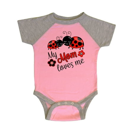 

Inktastic My Mom Loves Me with Cute Ladybugs Gift Baby Boy or Baby Girl Bodysuit