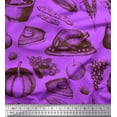thumbnail image 1 of Soimoi Crepe Silk Fabric Fruits,Non Veg & Cake Slice Food Print Fabric by Yard 42 Inch Wide, 1 of 1