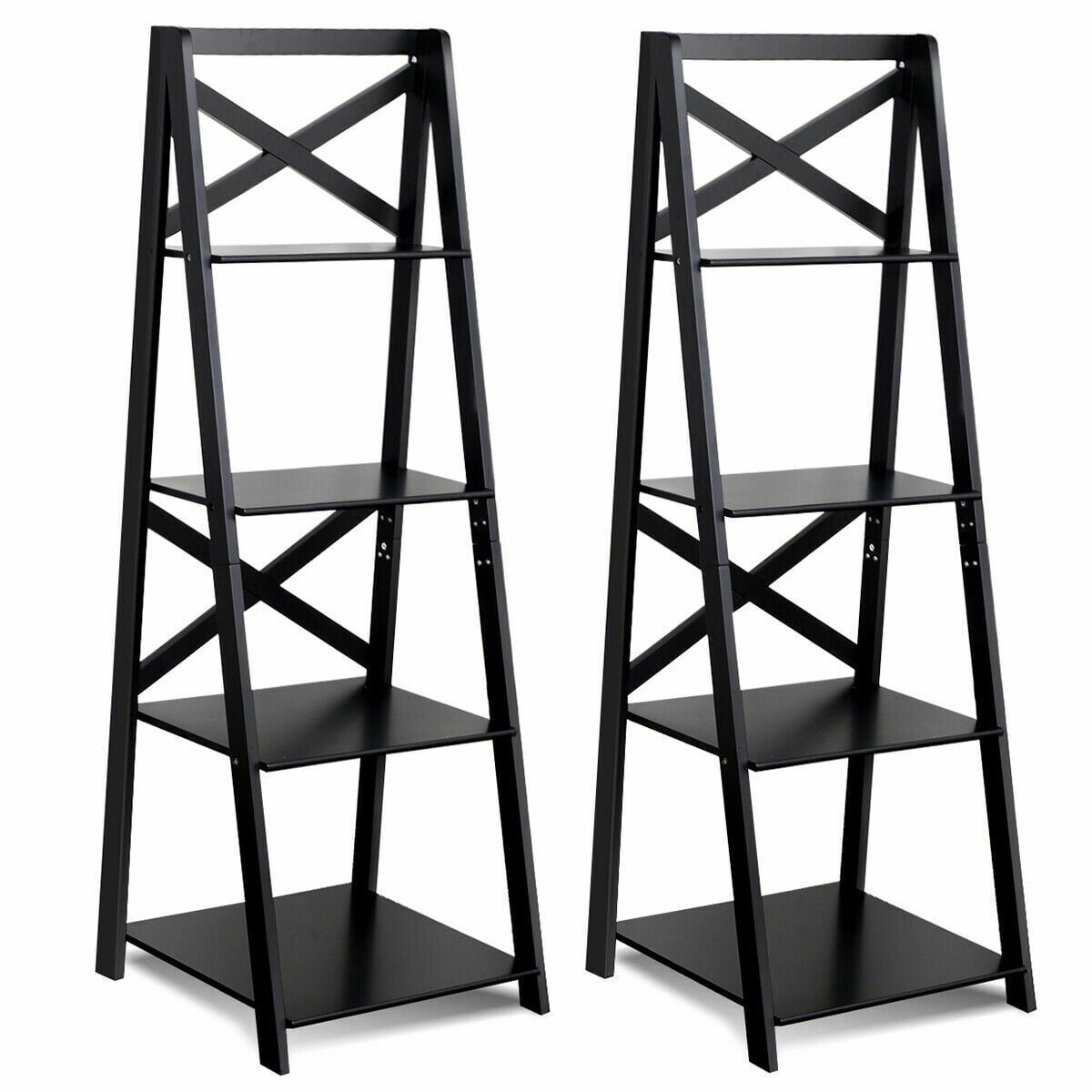 2 Pcs 4-Tier Ladder Shelf Bookshelf Bookcase Storage ...