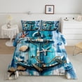 thumbnail image 2 of Erosebridal Nautical Anchor Bedding Full Comforter Set, Summer Beach Starfish Sea Shell Down Comforter, Reversible 3 Pieces, 2 of 8