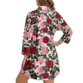 thumbnail image 2 of Xoenoiee Rose Flower Print Women's Swimsuit Coverup Button Down Beach Cover Ups Shirt Dress Summer Casual Oversized Vacation Swimwear with Pocket, XL, 2 of 7