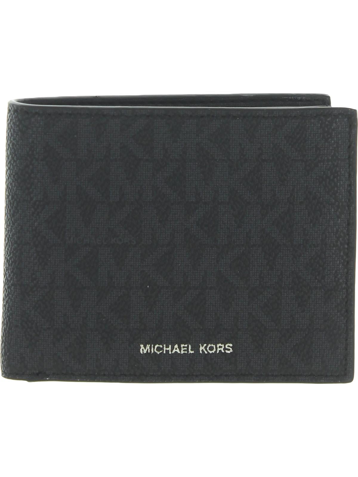 Michael Kors Mens Jet Set Money Piece Canvas Coated Bifold Wallet Black ...