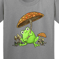 thumbnail image 4 of Inktastic Cute Frog and Mushroom Umbrella Youth T-Shirt, 4 of 5