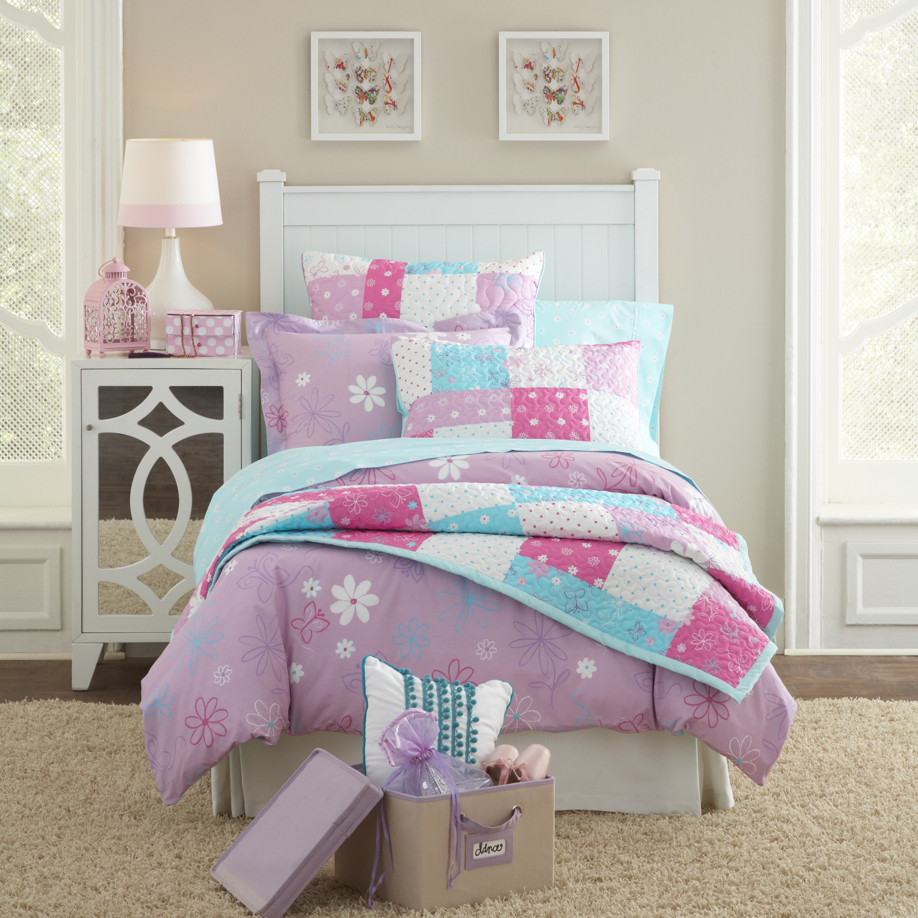 Lullaby Bedding Butterfly Garden Printed Cotton 3piece Duvet Set