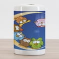 thumbnail image 2 of Moon Ceramic Toothbrush Holder, Cartoon Owls Playing on the Moon Stars in the Background Colorful Drawing Style Print, Decorative Versatile Countertop for Bathroom, 4.5" X 2.7", Multicolor, 2 of 4