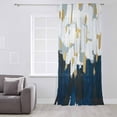 thumbnail image 3 of Blue White Semi Sheer Curtains Drapes for Living Room, Bedroom, French Doors Window 72 Inches Long, Gold Graffiti Painting Art Retro Country Rod Pocket Chiffon Curtain Drapery Voile Draperies Panel, 3 of 6