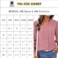 thumbnail image 3 of VDJ Button Down Shirts for Women Gingham Plaid V Neck Tops 3/4 Sleeve Length Business casual Blouses 2026 Fall Outfits Size M, 3 of 12