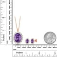 thumbnail image 2 of Gem Stone King 14.70 Ct Oval Purple Amethyst 18K Rose Gold Plated Silver Pendant and Earrings Jewelry Set, 2 of 4