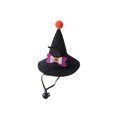 thumbnail image 3 of FEOLGEHLY Halloween Pet Hat Witch Hat Mini Pointed Hat with Bow and Pom Pom for Small Dogs Cats Pet Costume Party Dress Up Photo Prop Black Elastic Strap (Black), 3 of 7