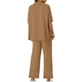 thumbnail image 4 of Women 2 Piece Outfits 3/4 Batwing Sleeve Pullover Tops and Wide Leg Pants Casual Lounge Set, 4 of 6