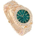 thumbnail image 2 of Charles Raymond Blinged Out Money Moves with This Rollie Hip Hop Look - Unique Marbleized Abstract Design Color Dial - Men's Iced out Wristwatch - ST10327 RN (ST10236 Marble Green Gold), 2 of 2