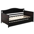 thumbnail image 5 of Harper & Bright Designs Twin Daybed with Trundle, Modern Sofa Bed Wooden Day Bed Frame for Living Room Bedroom Guest Room, Espresso, 5 of 15
