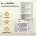 thumbnail image 3 of Euroco Farmhouse Tall Storage Cabinet with Drawer & Adjustable Shelves, Free-Standing Pantry Cabinet with Gourd Legs,Kitchen or Entryway,White, 3 of 9