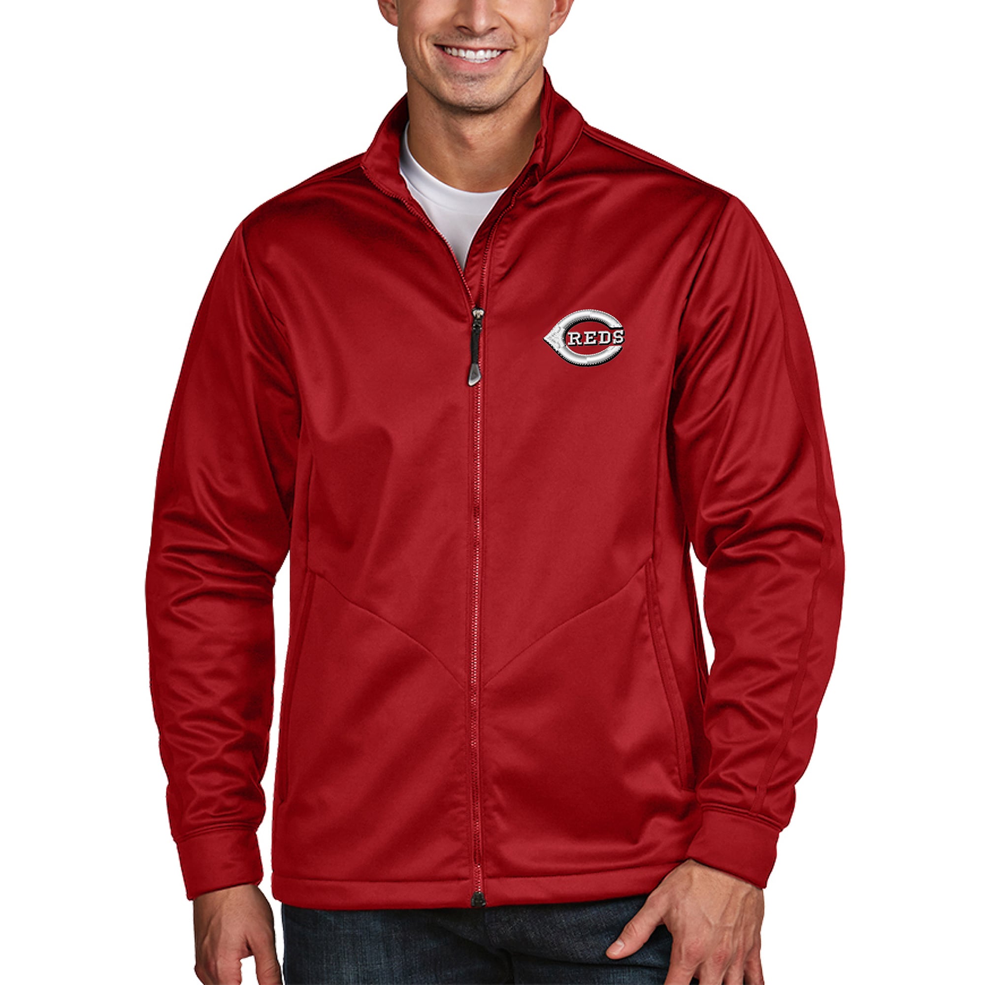 Cincinnati Reds Antigua Golf Full Zip Jacket Red Walmart Com Walmart Com