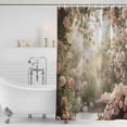 thumbnail image 2 of Pink Rose Spring Floral Shower Curtain Set - 48" x 72" Washable Bathtub Curtain with 12 Hooks, Summer Roses Flowers Farmhouse Waterproof Fabric Stall Shower Curtains for Bathroom/Bathtub Décor, 2 of 6