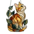 thumbnail image 2 of 3.54'' Colorful Cat Window Hanging Suncatcher, 2D Acrylic Ginger Cat on Leaves Pendant, Whimsical Cat Mom Memorial Gift for Birthday Xmas, Cute Animal Ornament for Bedroom Living Room Decoration, 2 of 6