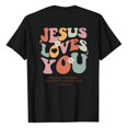 thumbnail image 4 of NAMTYQX Tops for Women Trendy Summer Casual Scoop Neck Oversize Cool Gemustertes Light Print Loose Fit Short Sleeve Womens T Shirts Black Size XL, 4 of 5