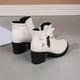thumbnail image 3 of NECHOLOGY Botas Mujer Adulto Femenino Zapatos Botines mujer Botas gruesas de tacón con cremallera lateral y de cabeza redonda de cuero sólido a la para mujer (Beige, 7.5), 3 of 7