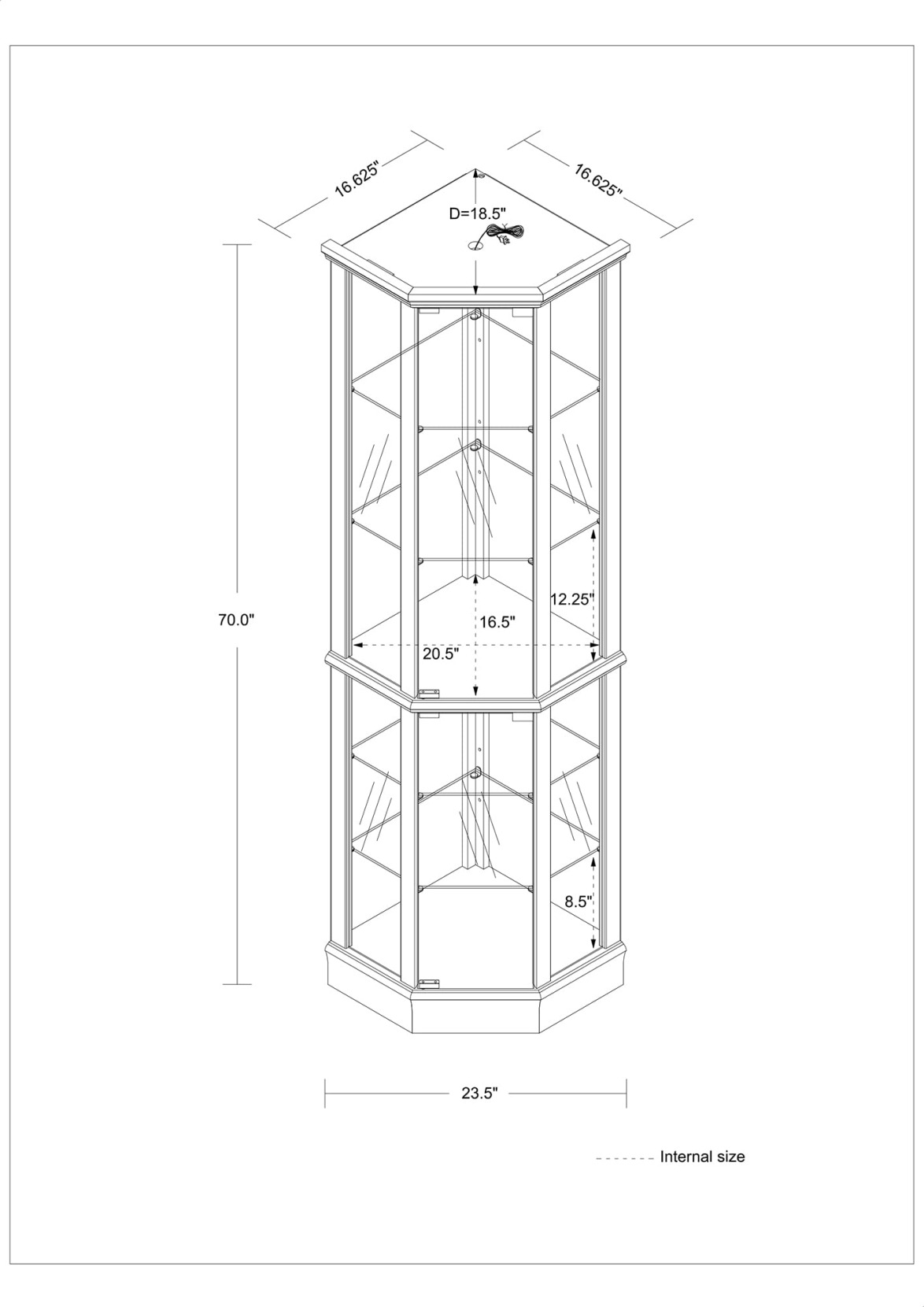6 Tier Lighted Corner Display Curio Cabinet, Wooden Curved Shelving Unit with Tempered Glass Door and Mirror Back, Bar and Liquor Storage Area with Adjustable Glass Shelves, Walnut