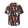 thumbnail image 2 of KLL Red Mushrooms Print Men's Shirt Short Sleeve Button Down Summer Cuba Beach Shirts- Large, 2 of 7