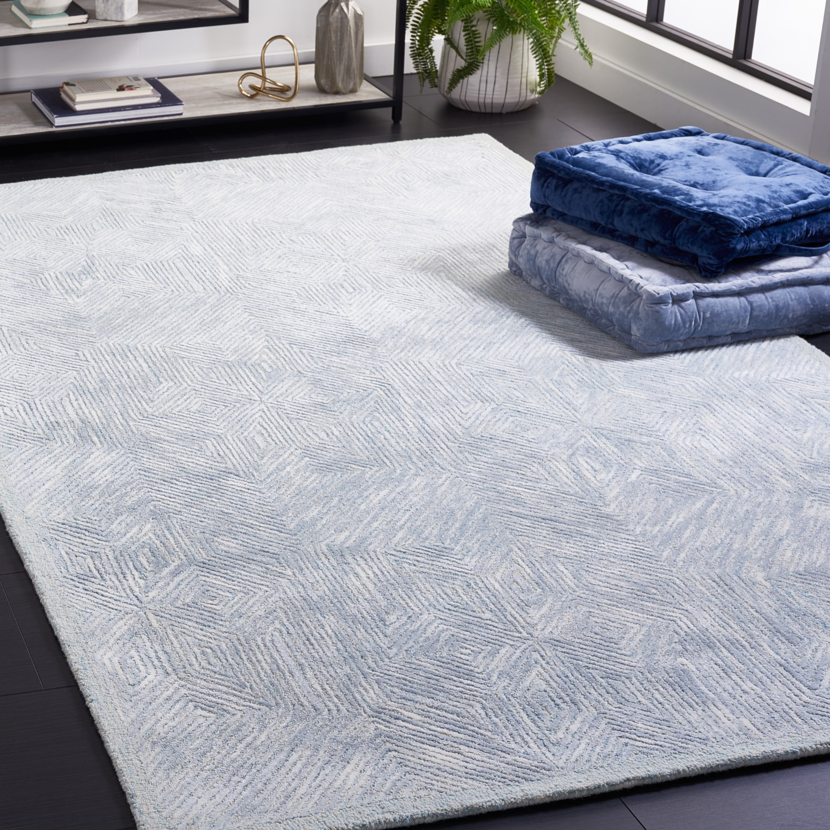 SAFAVIEH Soho Rhetta Abstract Area Rug, Blue/Grey, 4' x 6'