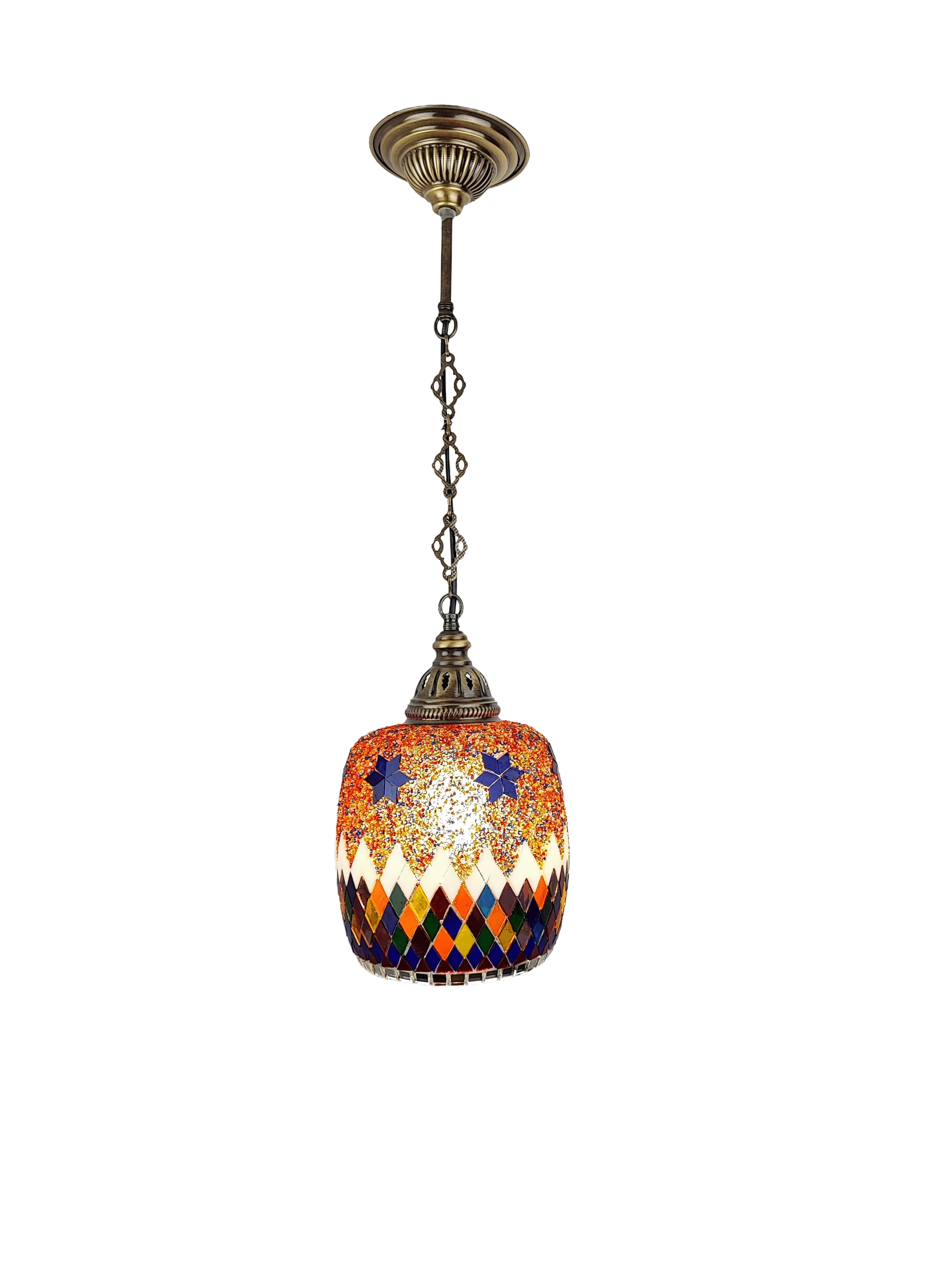 Angora Bennet Turkish Light - Multicolor | Mosaic Glass Turkish Hanging Chandelier Lamp (26.38")