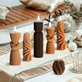 thumbnail image 7 of 6 Pcs Pillar Candles Modern Aesthetic Ribbed Decorative Candle Set Cute Soy Wax Scented Ribbed Decor for Home(Brown,3.4-9 Inch), 7 of 7