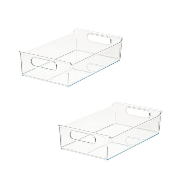 iDesign Plastic Kitchen Storage Bins, Clear, 2Pack, 14" x 8.25" x 3.5