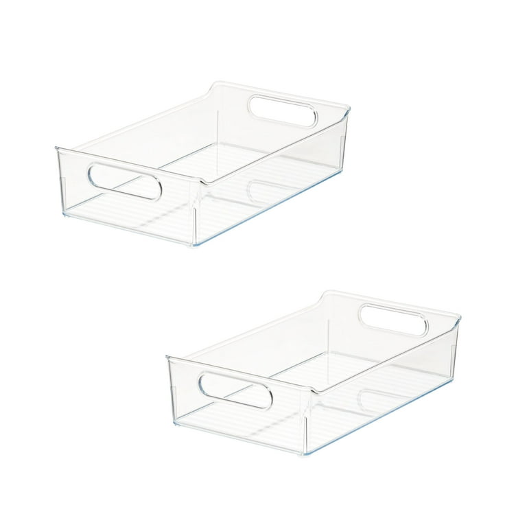 Wekioger Plastic Stackable Storage Bin Frosted Clear with A Grey Lid, Large  Bin 14 Quart, 2 Packs.