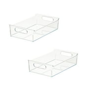iDesign Plastic Kitchen Storage Bins, Clear, 2-Pack, 14 x 8.25 x 3.5