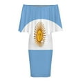 thumbnail image 5 of Argentina Flag Women's Off The Shoulder Ruffles Summer Wedding Guest Loose Casual Party Beach Dress, 5 of 9