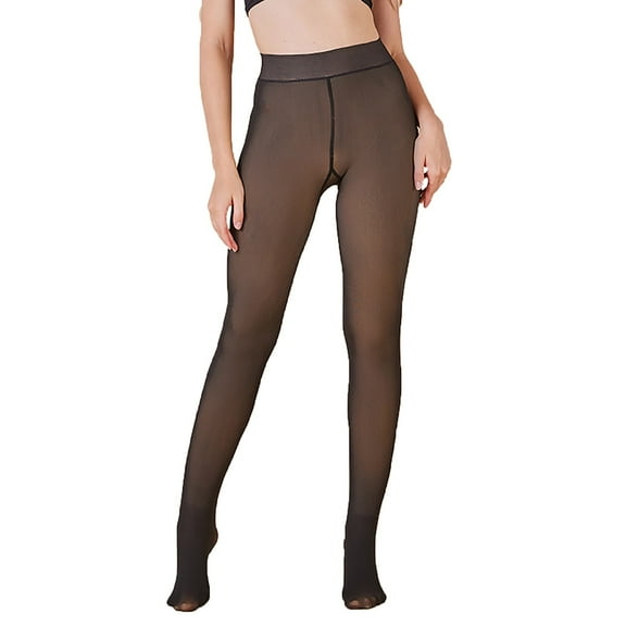HAiming Women's Fleece Lined Tights Fake Translucent Thermal Pantyhose Winter Thick Warm High Waist Sheer Leggings