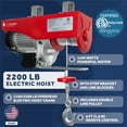 thumbnail image 2 of Five Oceans Electric Hoist, Hoist Pulley System, Pulley Hoist, 2200 Lb Electric Winch with 6FT Remote Control 120 Volts, for Garage, Factory Lifting with Emergency Stop Button - FO3820, 2 of 9