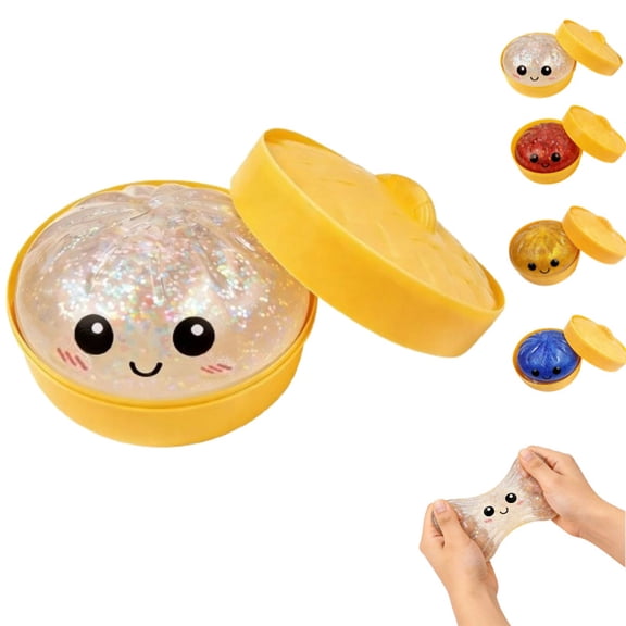 Glitter Dumpling Squeeze Toys,Sparkling Dumpling Stress Relief Squeeze Toys Collectible Gifts for Adults,(White)