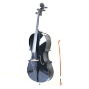 QXDRAGON Acoustic Cello with Soft Case, Bow & Rosin, Musical Instrument for Kids & Adults Gift (4/4,Black)
