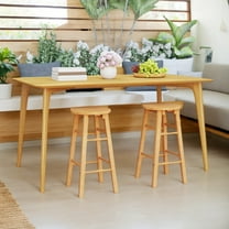 YYAo Counter Bar Stools, Counter Stool,24-Inch Outdoor Wood Bar Stools Set of 2 with Round Seat and Footrest