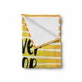 thumbnail image 2 of Saying Soft Flannel Fleece Blanket, Horizontal Stripes Inspirational Never Stop Exploring Words Ombre Effect, Cozy Plush for Indoor and Outdoor Use, 50" x 60", Earth Yellow and Black, by Ambesonne, 2 of 6