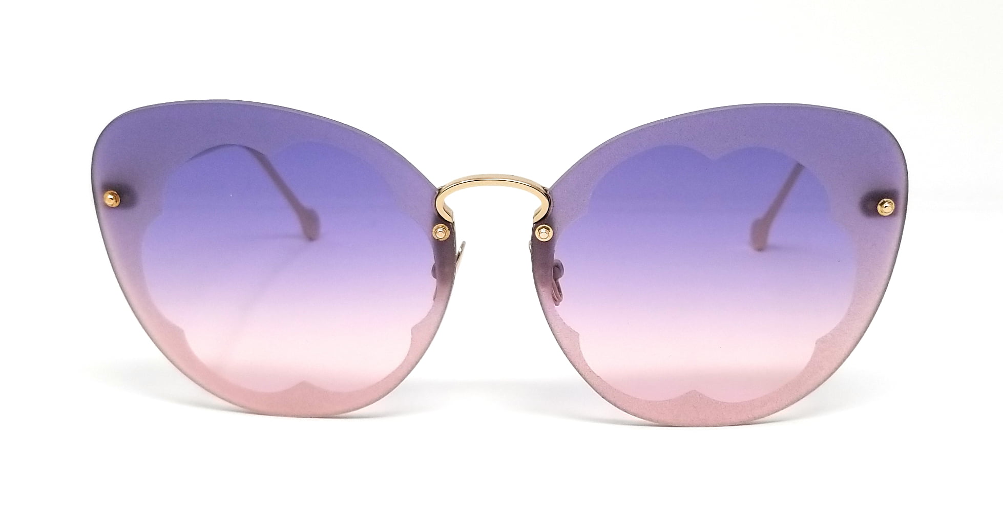 Ferragamo Ladies Shiny Rose Gold/Purple Butterfly Sunglasses 