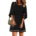 thumbnail image 4 of Women's Summer Floral Print Crew Neck Tunic Dresses with Bell Sleeve Size 2XL, 4 of 4