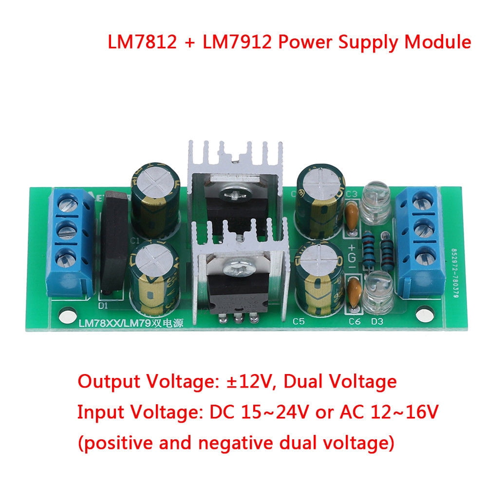 LM7812+LM7912±12V dual voltage regulator rectifier bridge power supply ...