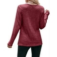 thumbnail image 4 of Hanerdun Women Irregular Blouses Female Crew Neck Long Sleeve Tops Red L, 4 of 6