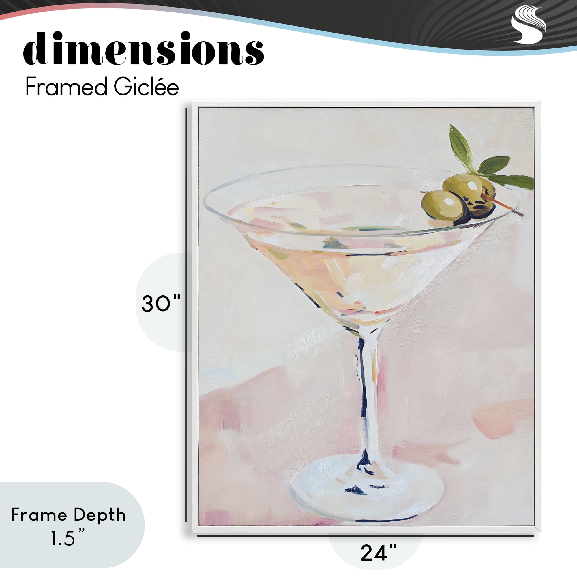 Stupell Industries Pastel Martini with Olive Garnish White Framed Giclee Art, design by The Prints Vibe